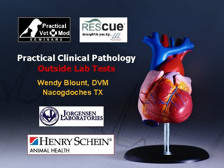 Practical Clinical Pathology Outside Lab Tests Wendy Blount, DVM Nacogdoches TX 