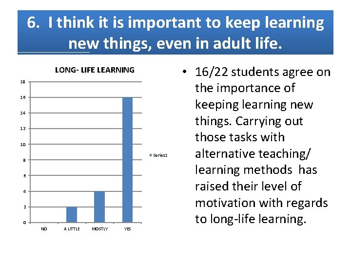 6. I think it is important to keep learning new things, even in adult