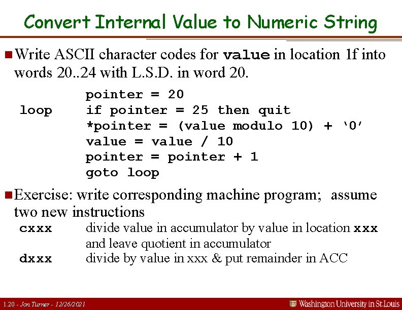 Convert Internal Value to Numeric String n Write ASCII character codes for value in