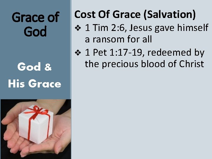 Grace of God & His Grace Cost Of Grace (Salvation) 1 Tim 2: 6,