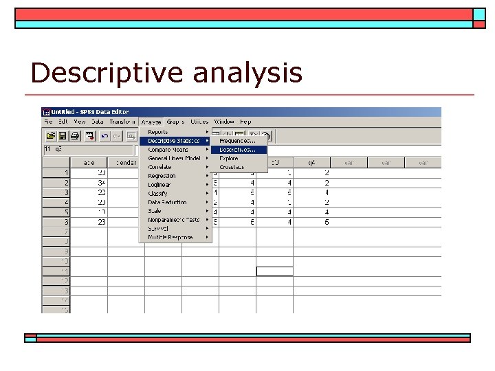 Descriptive analysis 