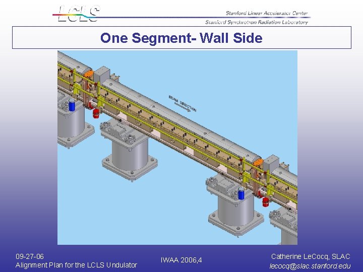 One Segment- Wall Side 09 -27 -06 Alignment Plan for the LCLS Undulator IWAA One Segment- Wall Side 09 -27 -06 Alignment Plan for the LCLS Undulator IWAA