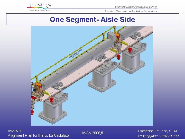 One Segment- Aisle Side 09 -27 -06 Alignment Plan for the LCLS Undulator IWAA One Segment- Aisle Side 09 -27 -06 Alignment Plan for the LCLS Undulator IWAA