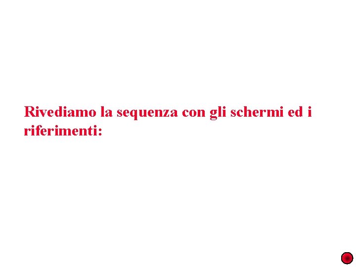 Rivediamo la sequenza con gli schermi ed i riferimenti: 