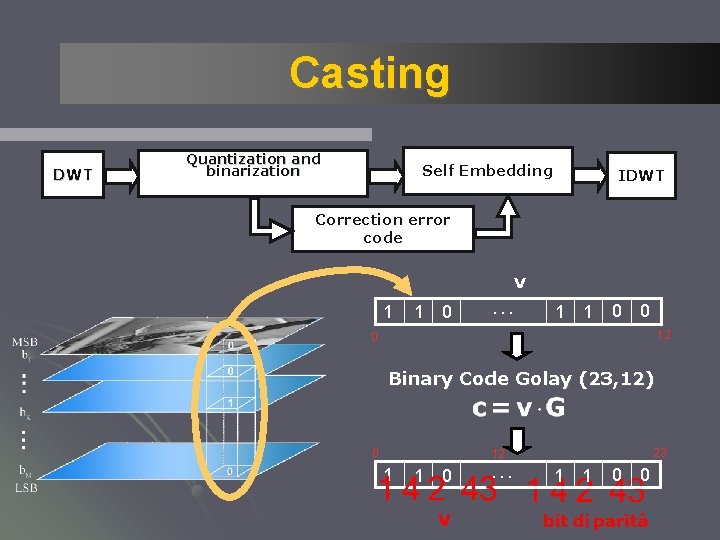 Casting DWT Quantization and binarization Self Embedding IDWT Correction error code v 1 1