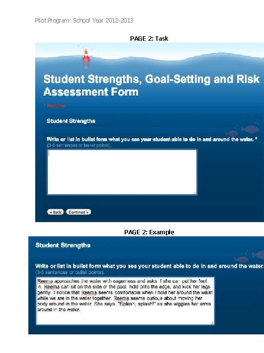 Pilot Program: School Year 2012 -2013 PAGE 2: Task PAGE 2: Example Pilot Program: School Year 2012 -2013 PAGE 2: Task PAGE 2: Example