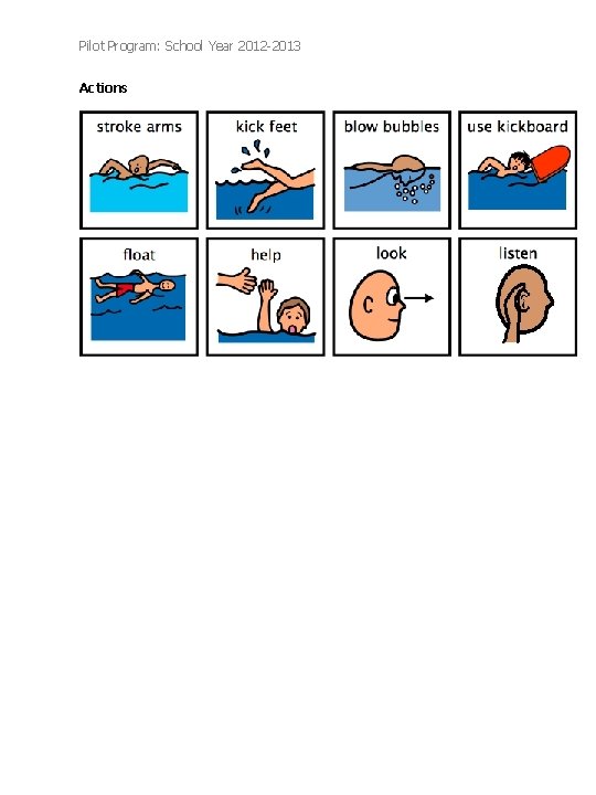 Pilot Program: School Year 2012 -2013 Actions Pilot Program: School Year 2012 -2013 Actions