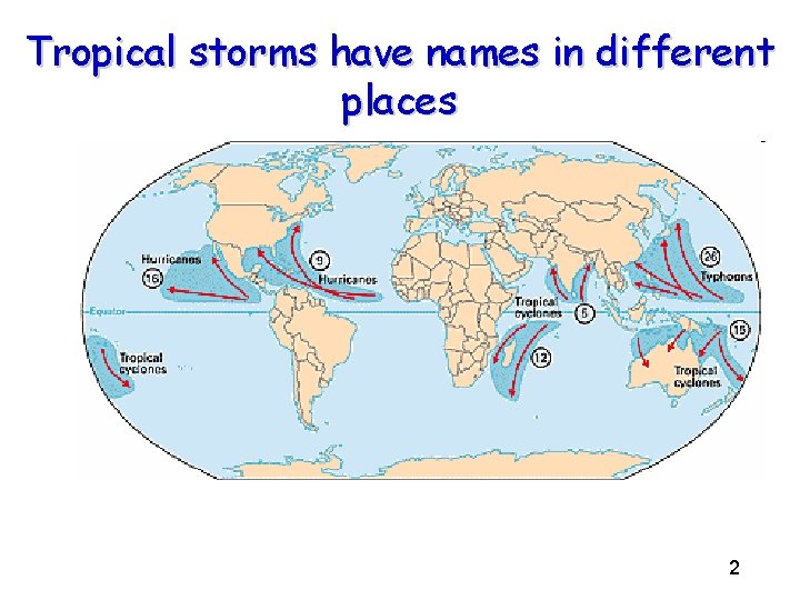Tropical storms have names in different places 2 