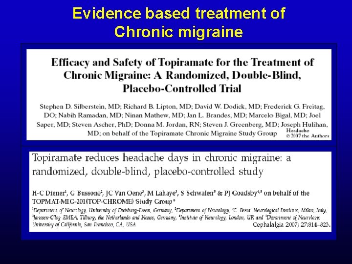 Evidence based treatment of Chronic migraine 