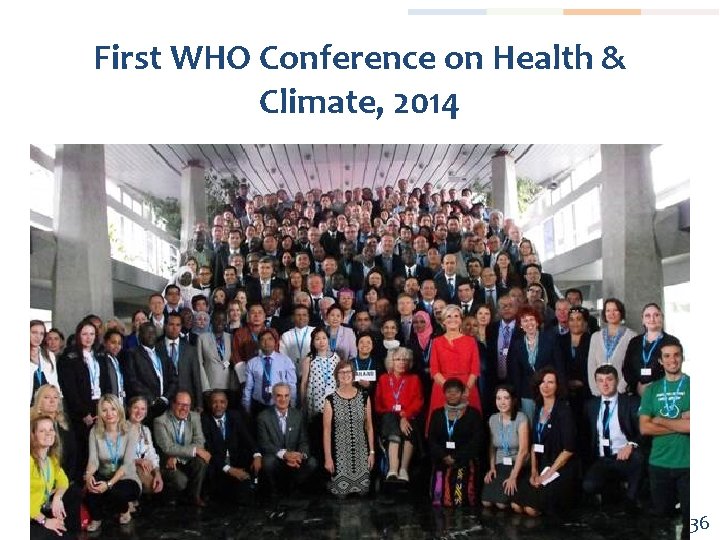 First WHO Conference on Health & Climate, 2014 36 