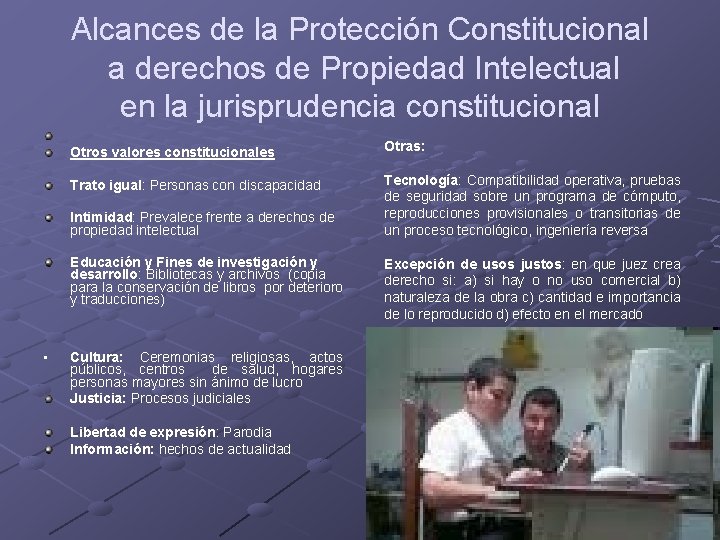 Alcances de la Protección Constitucional a derechos de Propiedad Intelectual en la jurisprudencia constitucional