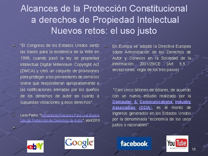 Alcances de la Protección Constitucional a derechos de Propiedad Intelectual Nuevos retos: el uso