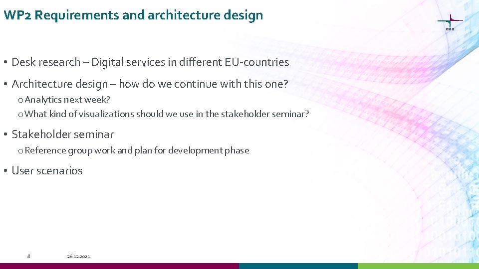 WP 2 Requirements and architecture design • Desk research – Digital services in different