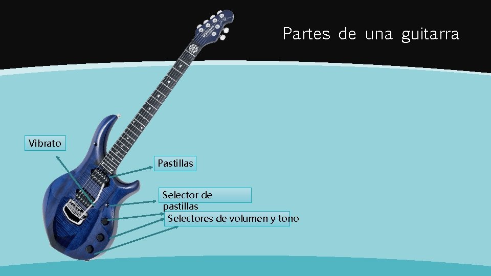 Partes de una guitarra Vibrato Pastillas Selector de pastillas Selectores de volumen y tono