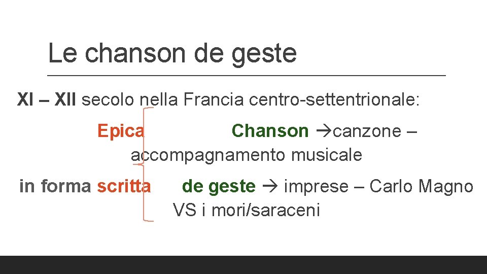 Le chanson de geste XI – XII secolo nella Francia centro-settentrionale: Epica Chanson canzone