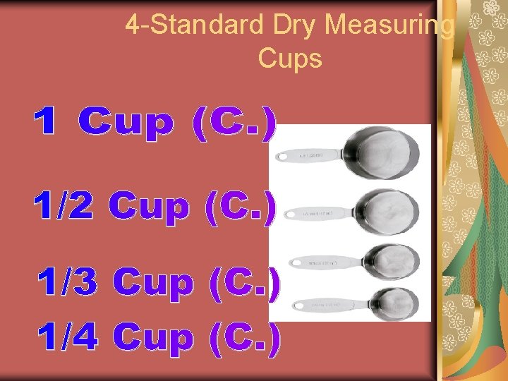 4 -Standard Dry Measuring Cups 4 -Standard Dry Measuring Cups
