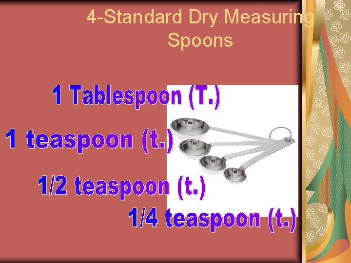 4 -Standard Dry Measuring Spoons 4 -Standard Dry Measuring Spoons