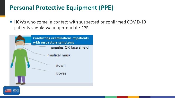 Personal Protective Equipment (PPE) § HCWs who come in contact with suspected or confirmed