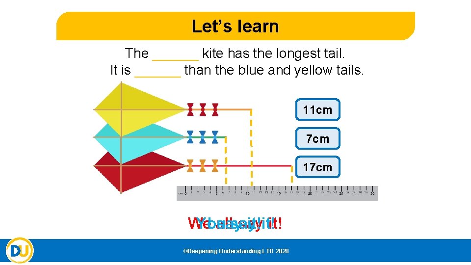 Let’s learn The ______ kite has the longest tail. It is ______ than the Let’s learn The ______ kite has the longest tail. It is ______ than the