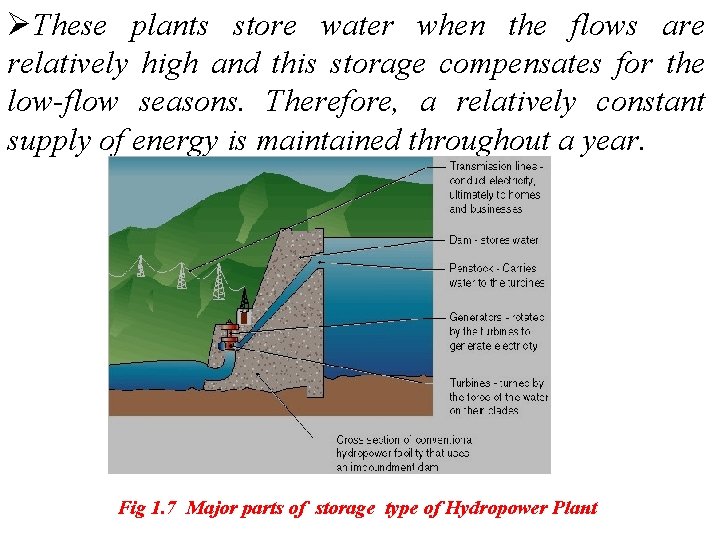 ØThese plants store water when the flows are relatively high and this storage compensates