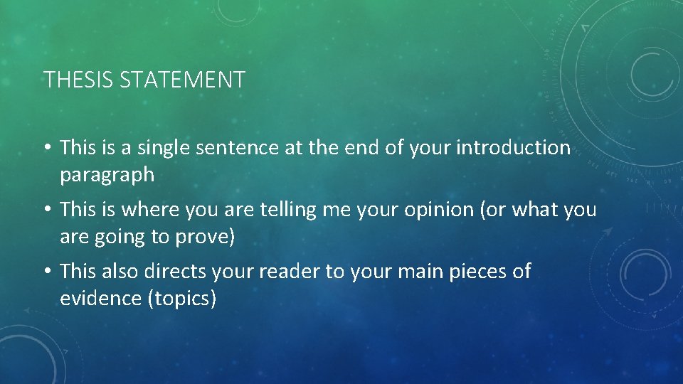 THESIS STATEMENT • This is a single sentence at the end of your introduction THESIS STATEMENT • This is a single sentence at the end of your introduction