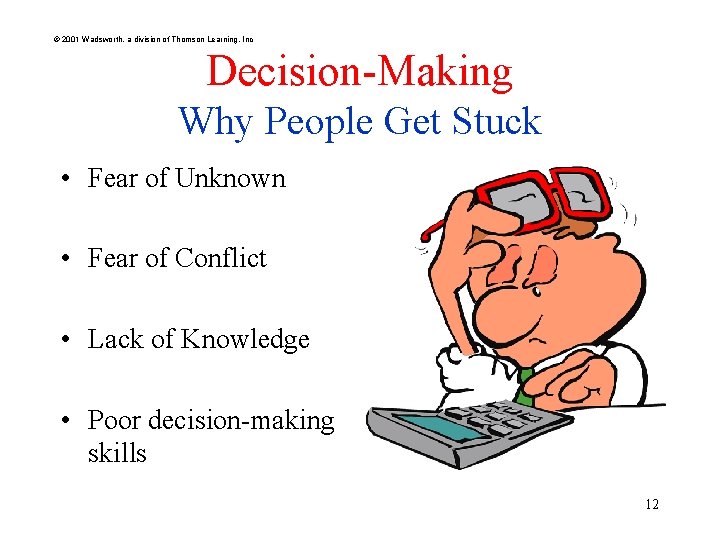 © 2001 Wadsworth, a division of Thomson Learning, Inc Decision-Making Why People Get Stuck
