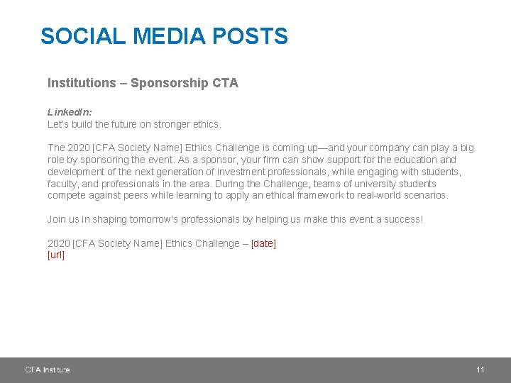 SOCIAL MEDIA POSTS Institutions – Sponsorship CTA Linked. In: Let’s build the future on