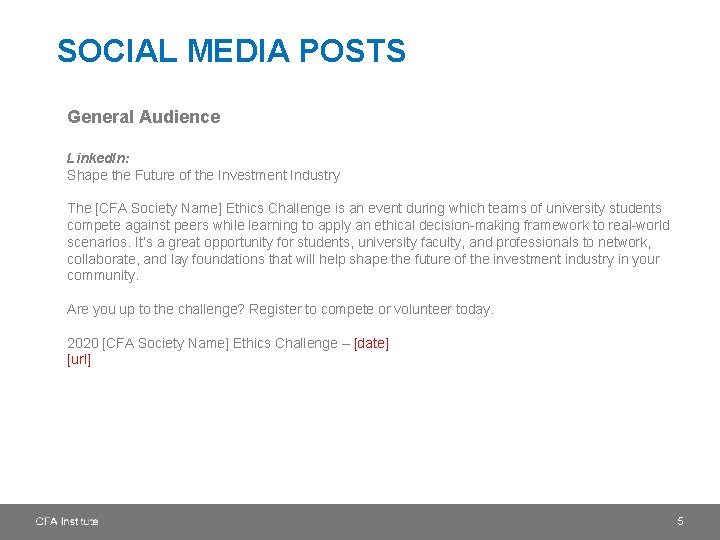 SOCIAL MEDIA POSTS General Audience Linked. In: Shape the Future of the Investment Industry