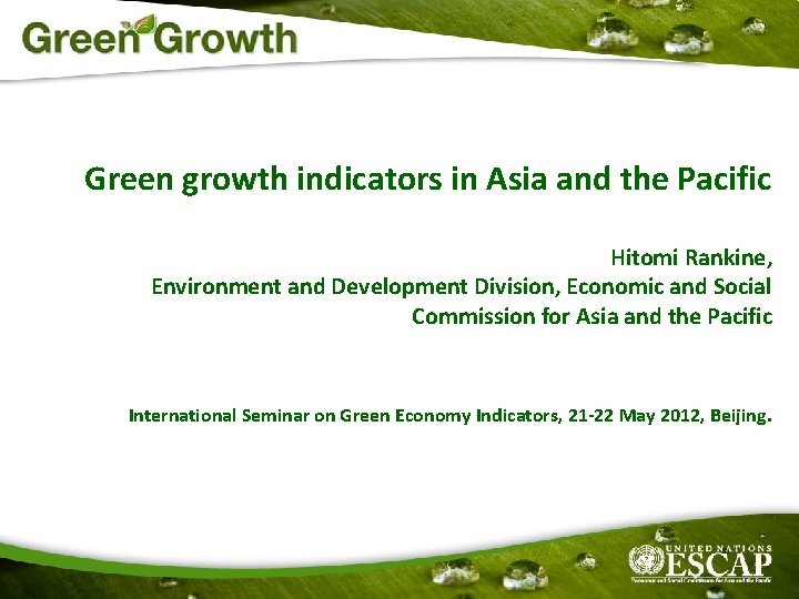 Green growth indicators in Asia and the Pacific