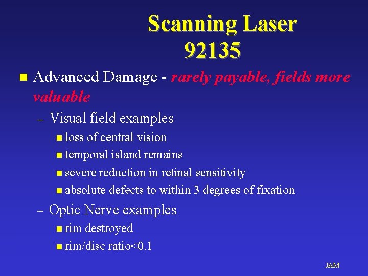 Scanning Laser 92135 n Advanced Damage - rarely payable, fields more valuable – Visual