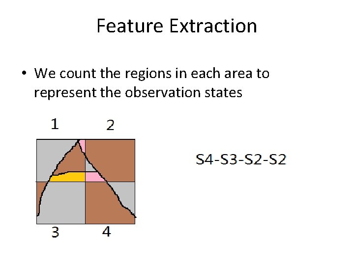 Feature Extraction • We count the regions in each area to represent the observation