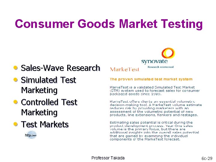 Consumer Goods Market Testing • Sales-Wave Research • Simulated Test • • Marketing Controlled