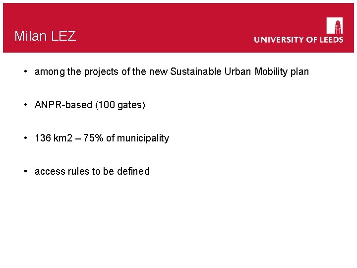 Milan LEZ • among the projects of the new Sustainable Urban Mobility plan •