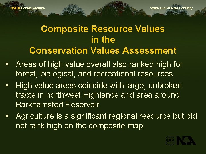 USDA Forest Service State and Private Forestry Composite Resource Values in the Conservation Values