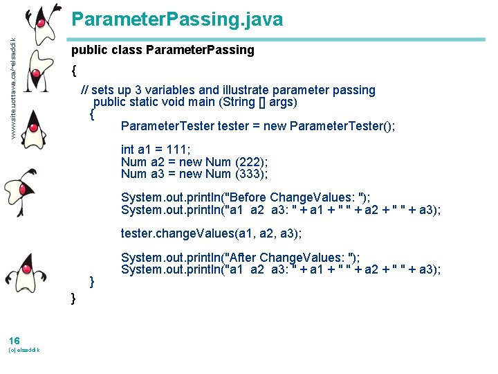 www. site. uottawa. ca/~elsaddik Parameter. Passing. java public class Parameter. Passing { // sets