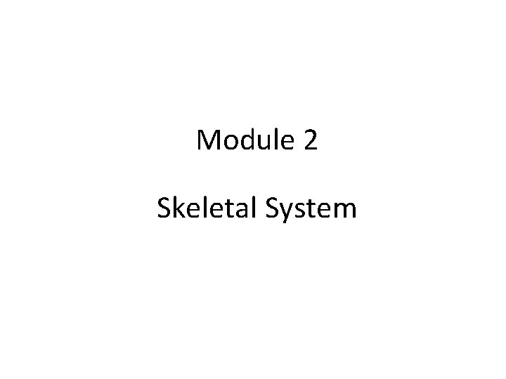 Module 2 Skeletal System 