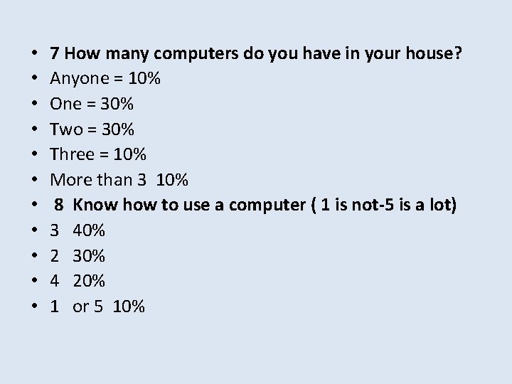  • • • 7 How many computers do you have in your house?