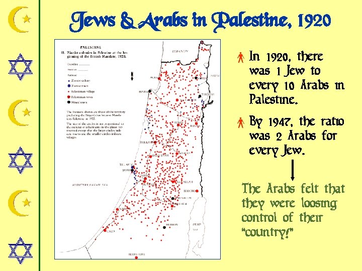 Jews & Arabs in Palestine, 1920 × In 1920, there was 1 Jew to