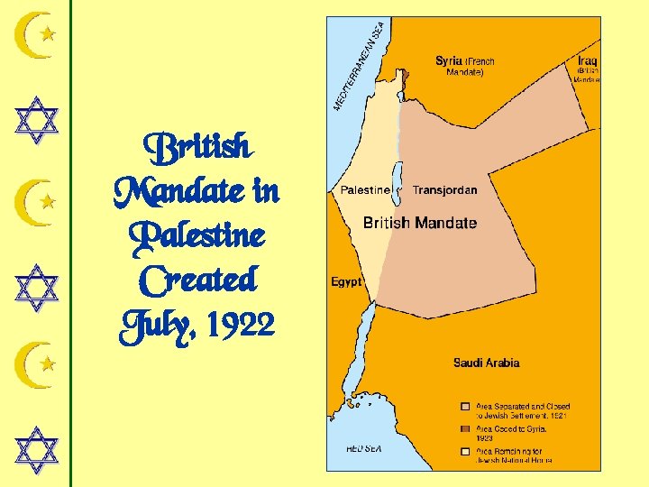 British Mandate in Palestine Created July, 1922 