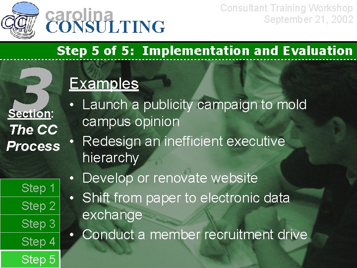 carolina CONSULTING 3 Step 5 of 5: Implementation and Evaluation Section: The CC Process
