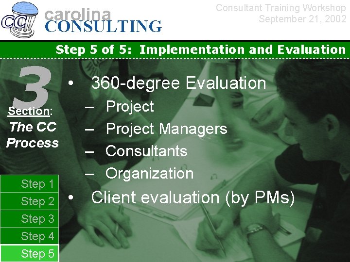 carolina CONSULTING 3 Step 5 of 5: Implementation and Evaluation Section: The CC Process