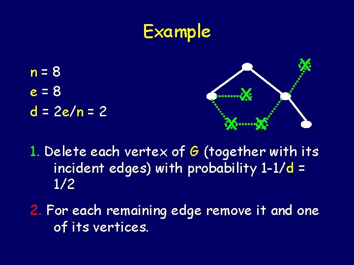 Example n=8 e=8 d = 2 e/n = 2 1. Delete each vertex of