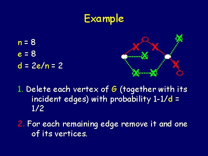 Example n=8 e=8 d = 2 e/n = 2 1. Delete each vertex of