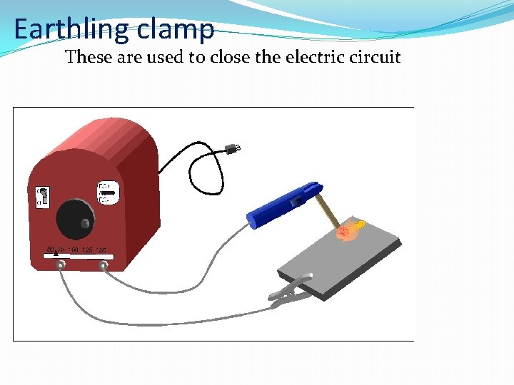 Earthling clamp These are used to close the electric circuit 
