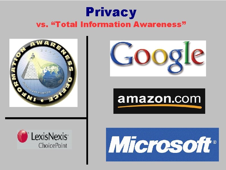Privacy vs. “Total Information Awareness” 