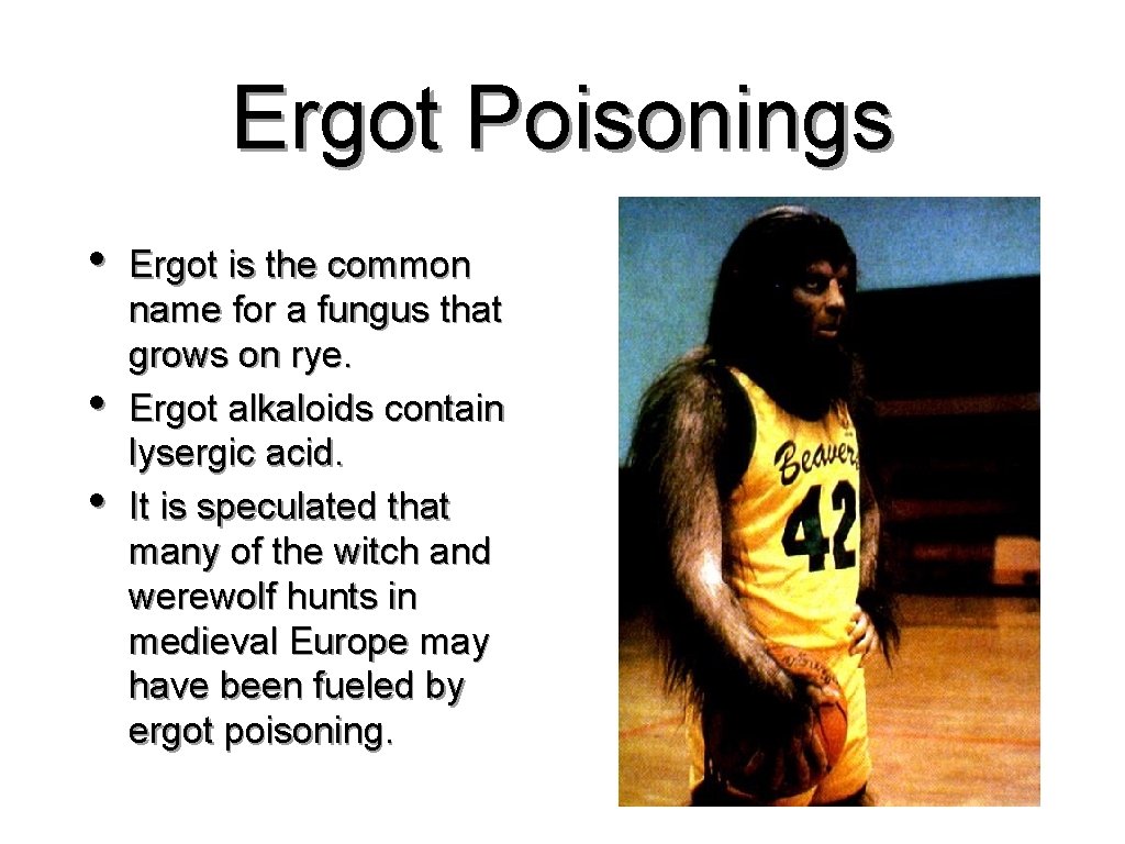 Ergot Poisonings • • • Ergot is the common name for a fungus that