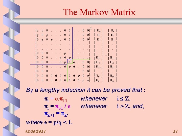 The Markov Matrix By a lengthy induction it can be proved that : pi