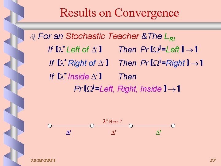 Results on Convergence b For an Stochastic Teacher &The LRI j If ( *