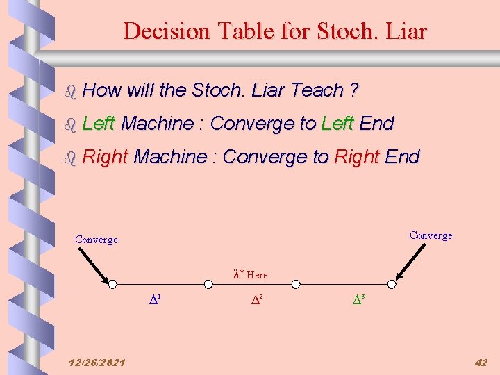 Decision Table for Stoch. Liar b How b Left will the Stoch. Liar Teach
