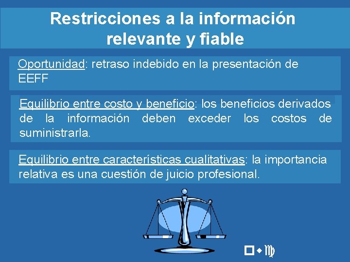 Restricciones a la información relevante y fiable Oportunidad: retraso indebido en la presentación de